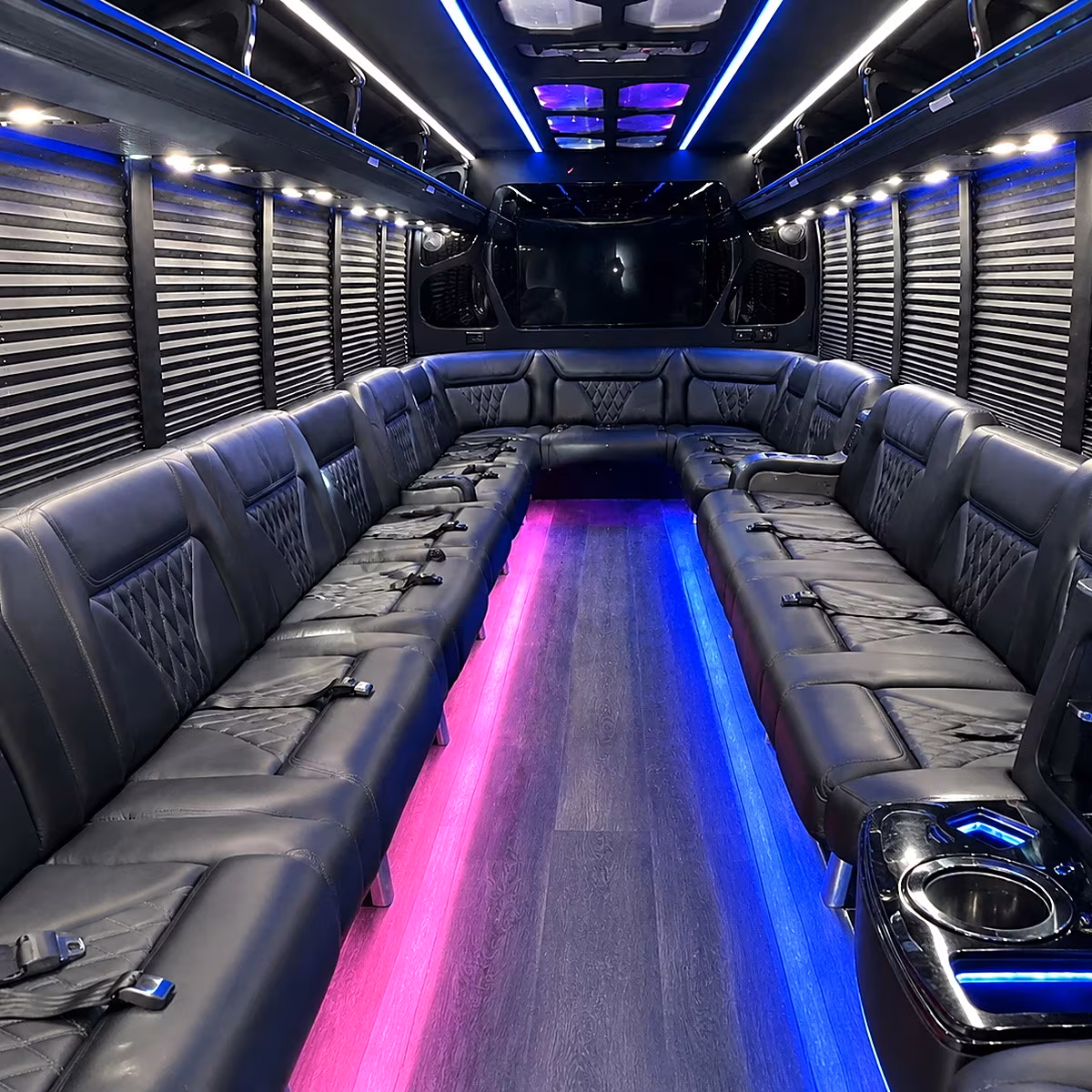 Raleigh Private Event Transportation party bus interior