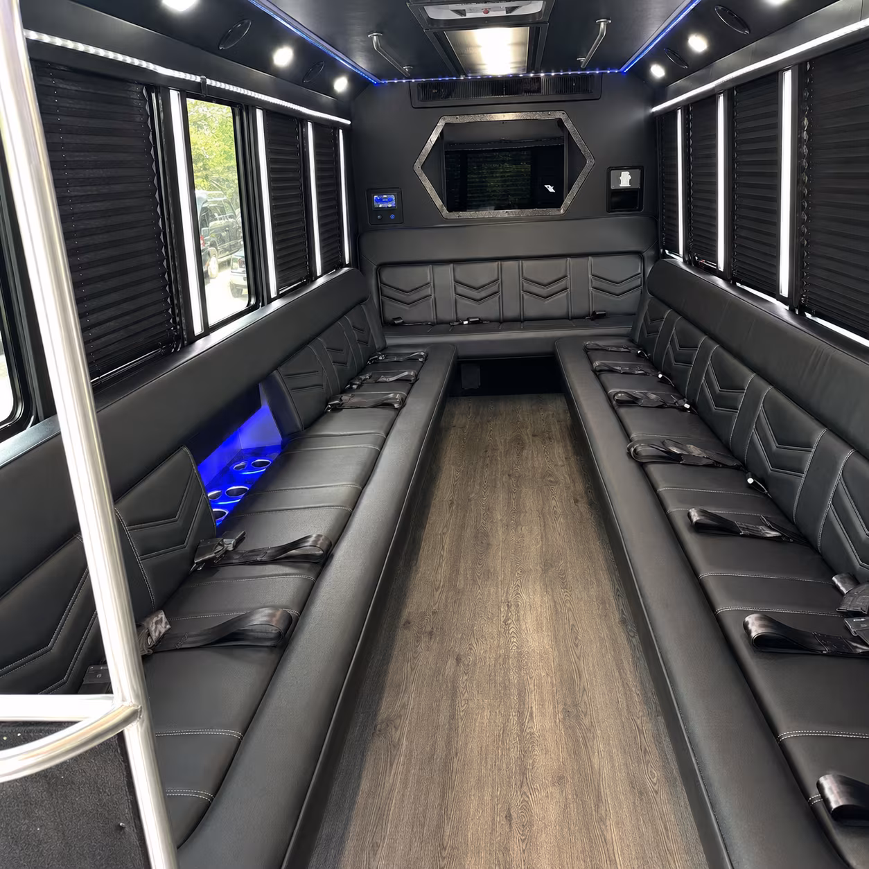 Raleigh Private Event Transportation party bus interior