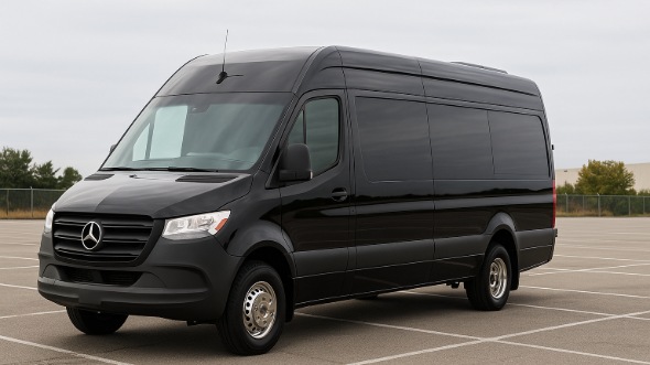 Exterior of Charter Bus Company Apex's 14 Passenger Sprinter Limousine in Apex