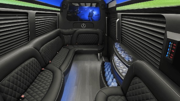 Interior of Charter Bus Company Rocky Mount's 14 Passenger Sprinter Limousine in Rocky Mount