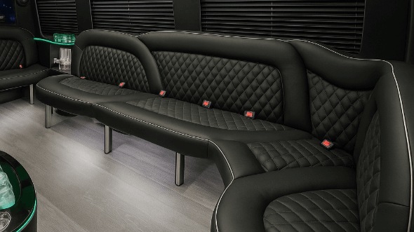 Interior of Charter Bus Company Greenville's 15 Passenger Party Bus in Greenville