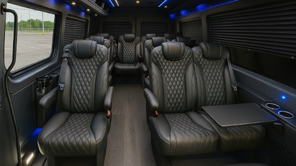 Interior of Charter Bus Company Raleigh's 18 Passenger Minibus in Raleigh