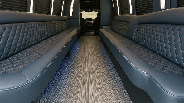 Interior of Charter Bus Company Apex's 20 Passenger Party Bus in Apex
