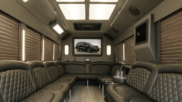 Interior of Charter Bus Company Greenville's 20 Passenger Party Bus in Greenville
