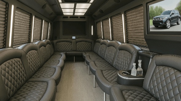 Interior of Charter Bus Company Wake Forest's 20 Passenger Party Bus in Wake Forest