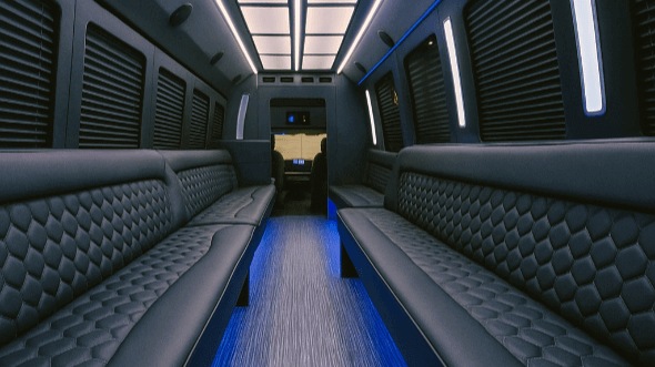 Interior of Charter Bus Company Greenville's 25 Passenger Party Bus in Greenville