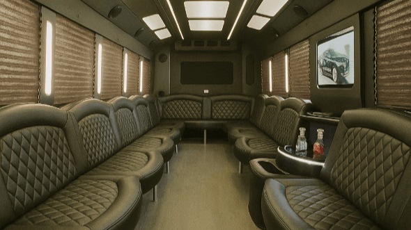 Interior of Charter Bus Company High Point's 25 Passenger Party Bus in High Point