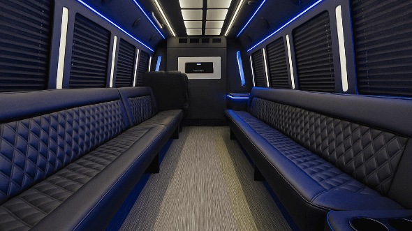 Interior of Charter Bus Company Apex's 28 Passenger Party Bus in Apex