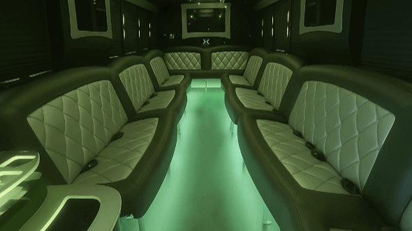 Interior of Charter Bus Company Greensboro's 30 Passenger Party Bus in Greensboro