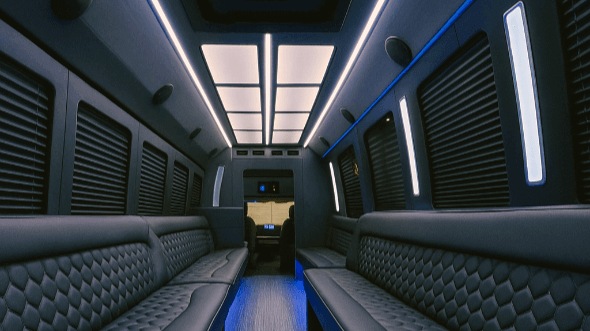 Interior of Charter Bus Company High Point's 30 Passenger Party Bus in High Point
