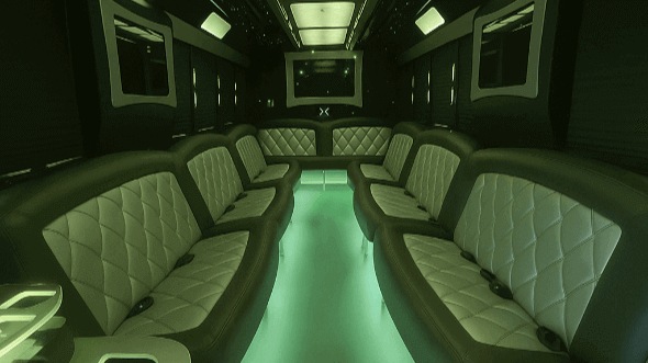 Interior of Charter Bus Company Chapel Hill's 40 Passenger Party Bus in Chapel Hill