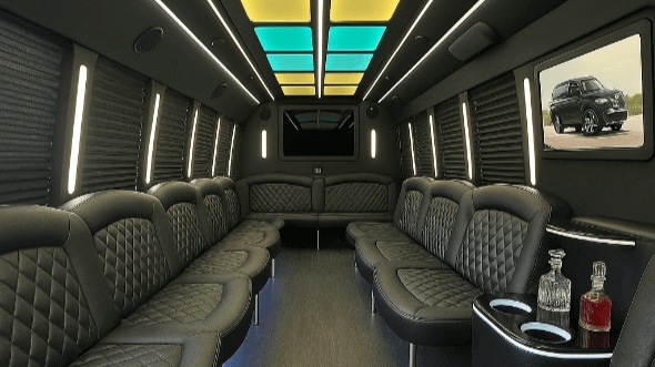 Interior of Charter Bus Company Fayetteville's 40 Passenger Party Bus in Fayetteville