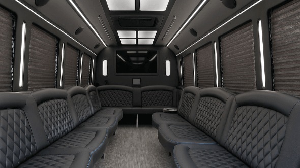 Interior of Raleigh Party Bus Company's 40 Passenger Party Bus in Raleigh