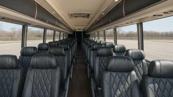 Interior of Charter Bus Company Raleigh's 44 Passenger Charter Bus in Raleigh