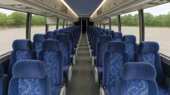 Interior of Charter Bus Company Raleigh's 45 Passenger Charter Bus in Raleigh