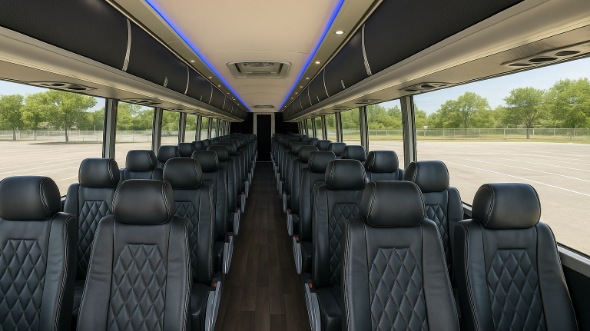 Interior of Charter Bus Company Raleigh's 46 Passenger Charter Bus in Raleigh