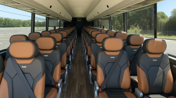 Interior of Charter Bus Company Raleigh's 47 Passenger Charter Bus in Raleigh