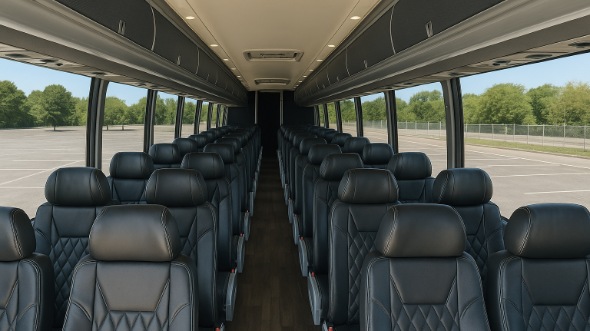 Interior of Charter Bus Company Raleigh's 51 Passenger Charter Bus in Raleigh