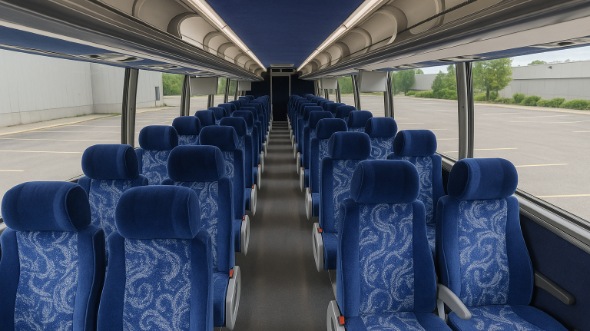 Interior of Charter Bus Company Raleigh's 54 Passenger Charter Bus in Raleigh