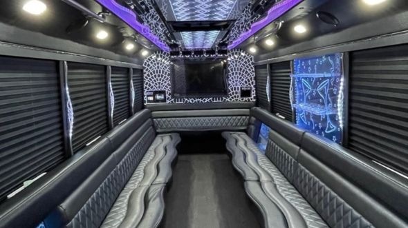 raleigh 30 passenger party bus inside